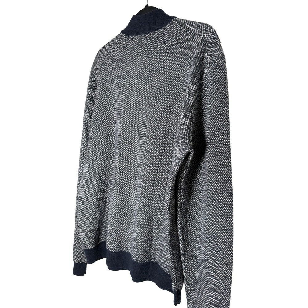 Marine Layer Men's Merino Wool Quarter Zip Sweater Navy White Knit Mock Neck L - Picture 6 of 11